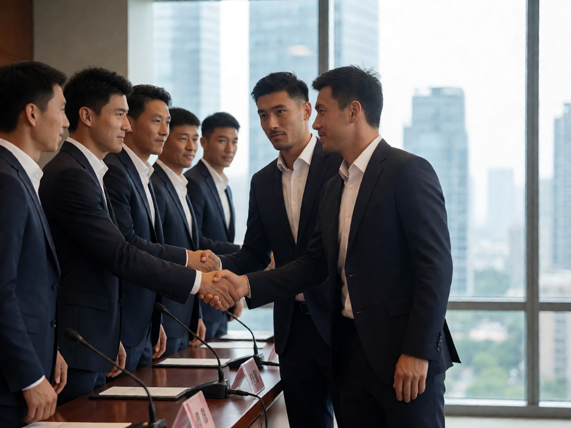 足球转会市场新闻报道，球员签约仪式现场